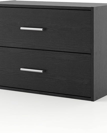 Apexa 2 Wooden Stackable Storage, Small Food Pantry Cabinet, Cajonera De Madera, Underbed Drawer Dorm Teen Room Decor & Bedroom, Home Office, Kitchen, Black - LeafyLoom