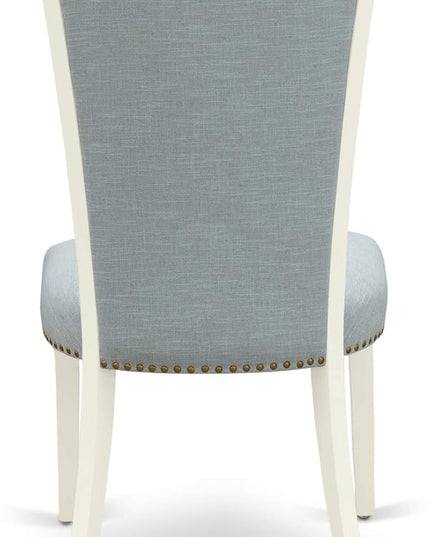 East West Furniture Norfolk 3 Piece Dining Room Set Contains a Rectangle Kitchen Table with Butterfly Leaf and 2 Baby Blue Linen Fabric Parson Chairs, 32x54 Inch, NFVE3-WHI-15 - LeafyLoom