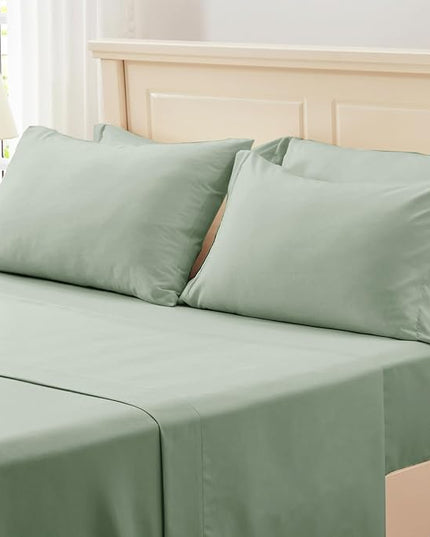 Anluoer Twin Comforter Set 5 Piece, Sage Green Bed in a Bag with Sheets, All Season Ruffle Shabby Chic Bedding Sets with 1 Comforter, 1 Pillow Sham, 1 Pillowcase, 1 Flat Sheet, 1 Fitted Sheet - LeafyLoom
