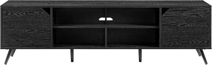 Walker Edison Nora Modern Minimal Open-Shelf Stand for TVs up to 80 Inches, 70 Inch, Black - LeafyLoom