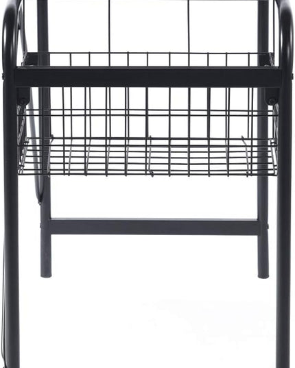 FurnitureR Home Office Computer Basket 31.5“ Wooden Laptop Table with Storage Workstation Modern Study Writing Desk, Walnut Black - LeafyLoom