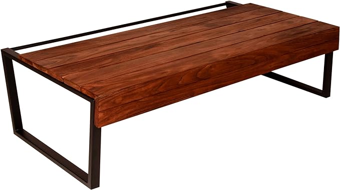 NicBex Coffee Table Wooden Coffee Table with Storage Rectangle Center Tables with Metal Frame Dining Table for Living Room, Dining Room, Office, and Bedroom,42" W, Brown+Black - LeafyLoom