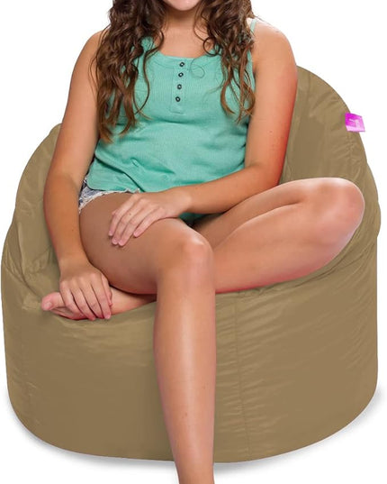 Posh Creations Structured Comfy Bean Bag Chair for Gaming, Reading, and Watching TV, Sonoma Lounge, Microsuede - Camel - LeafyLoom