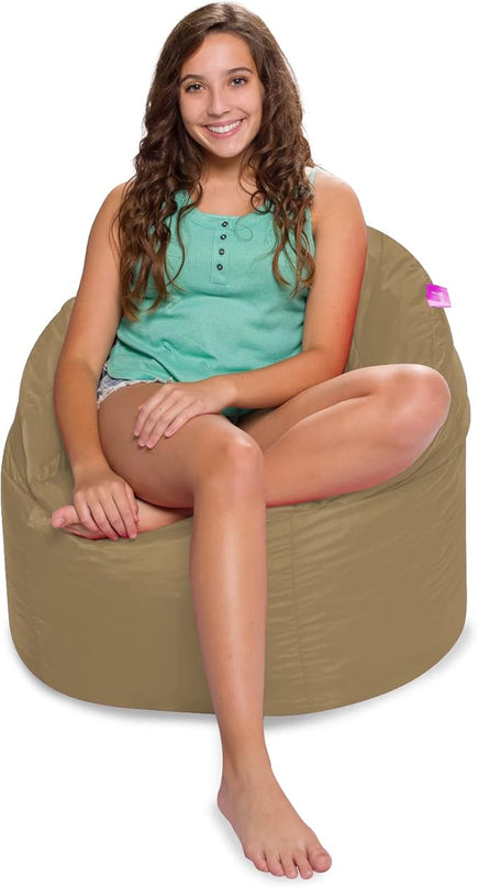 Posh Creations Structured Comfy Bean Bag Chair for Gaming, Reading, and Watching TV, Sonoma Lounge, Microsuede - Camel - LeafyLoom