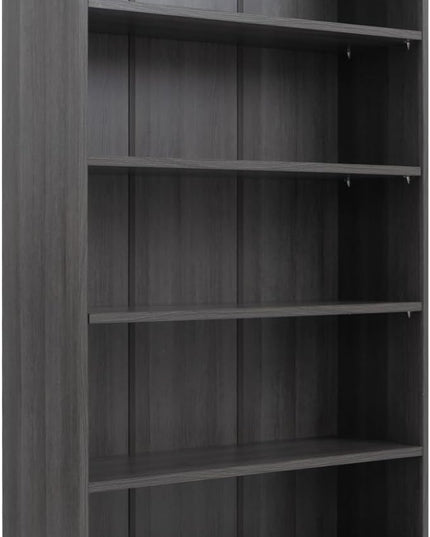STARY 5 Shelf Carbon Black Bookcase 60 inch Tall Wood Bookshelf for Bedroom - LeafyLoom