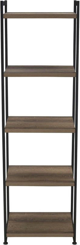 Household Essentials 5 Tier Storage Tower Metal, Grey Shelf – Black Frame, Ashwood - LeafyLoom