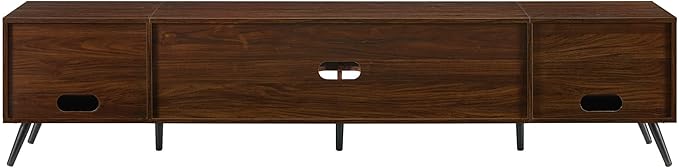 Walker Edison Nora Modern Minimal Open-Shelf Stand for TVs up to 90 Inches, 80 Inch, Dark Walnut - LeafyLoom