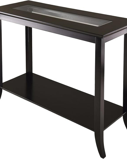 Winsome Genoa Rectangular Coffee Table with Glass Top and Shelf & Genoa Occasional Table, Dark Espresso - LeafyLoom