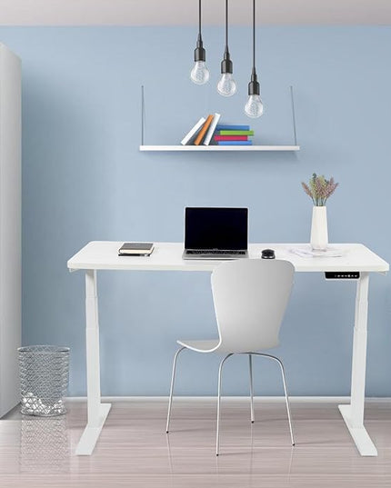 55“*27.5”Height Adjustable Electric Standing Desk with Storage Sit Stand Desk Computer Desk Home Office Desk Memory Controller by BOSCH Motor by BOSCH (Wood/White Frame 55 * 27.5) - LeafyLoom