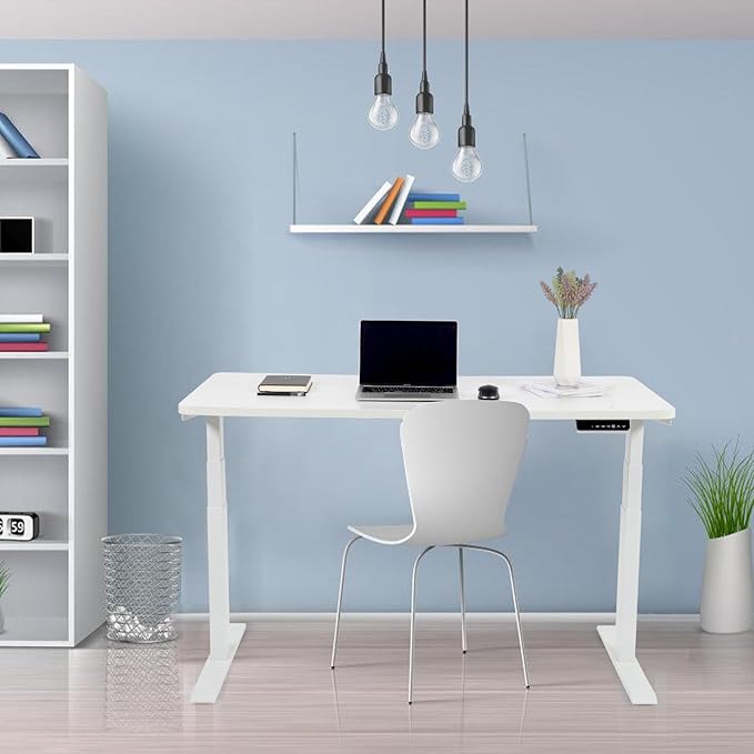 55“*27.5”Height Adjustable Electric Standing Desk with Storage Sit Stand Desk Computer Desk Home Office Desk Memory Controller by BOSCH Motor by BOSCH (Wood/White Frame 55 * 27.5) - LeafyLoom
