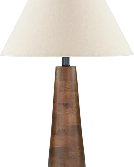 Signature Design by Ashley Danset Contemporary Wood Table Lamp with 3-Way Switch, Light Brown - LeafyLoom