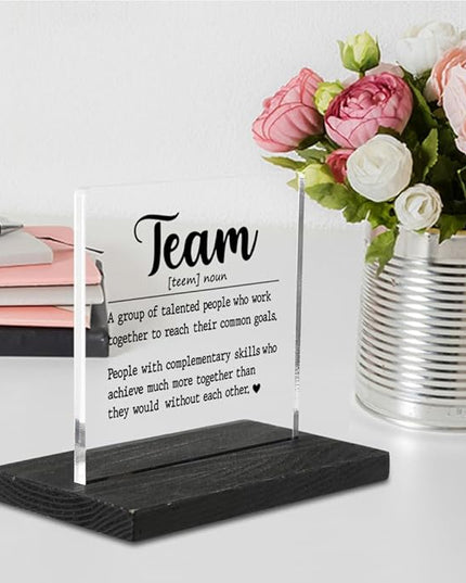 Team Gifts for Employees, Team Definition Teamwork Sign, Motivational Quotes for Desk, Inspiration Work Gifts, Desk Coworker Gifts for Women Office Work Bestie Gifts for Women YTZ76 - LeafyLoom