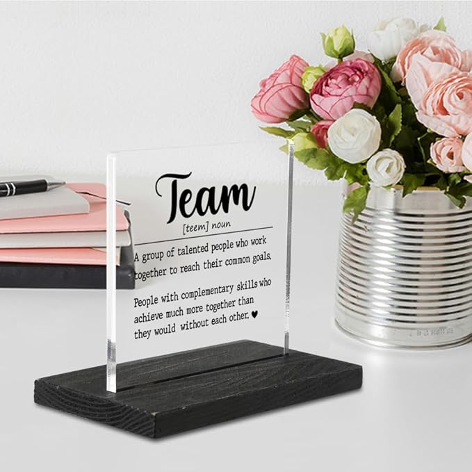 Team Gifts for Employees, Team Definition Teamwork Sign, Motivational Quotes for Desk, Inspiration Work Gifts, Desk Coworker Gifts for Women Office Work Bestie Gifts for Women YTZ76 - LeafyLoom