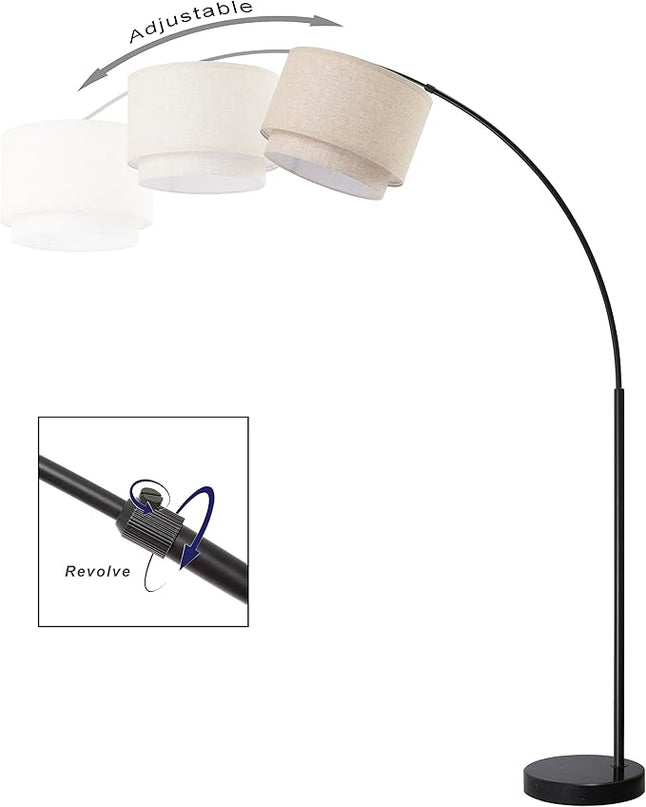 Arc Floor Lamp Modern 81" Tall Standing Lamps for Living Room - Stand Up Arching Lamp (6938DS-BEIGE) - LeafyLoom