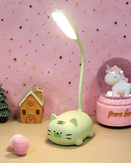 Kids Lamp, Cute LED Desk Lamp for Kids, Mini Animal Night Light, USB Rechargeable Flexible Cartoon Lamp Eye-Care Lighting for Bedroom (Tiger G, Green) - LeafyLoom