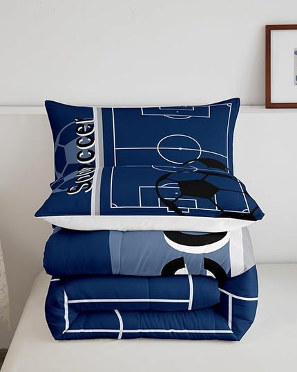Feelyou Kids Football Comforter Set Twin Size Rugby Sports Bedding Set for Boys Girls Teens Bedroom Decor Soccer Ball Game Comforter Football Lover Duvet Set with 1 Pillow Case - LeafyLoom