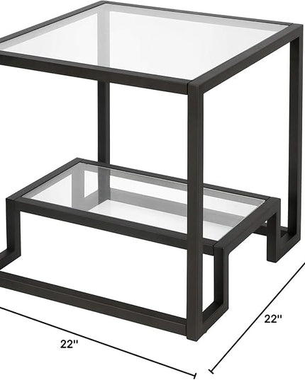 Henn&Hart 22" Wide Square Side Table in Blackened Bronze, Table for Living Room, Bedroom - LeafyLoom
