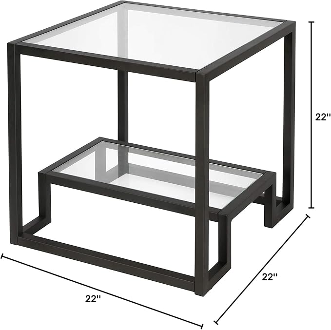Henn&Hart 22" Wide Square Side Table in Blackened Bronze, Table for Living Room, Bedroom - LeafyLoom