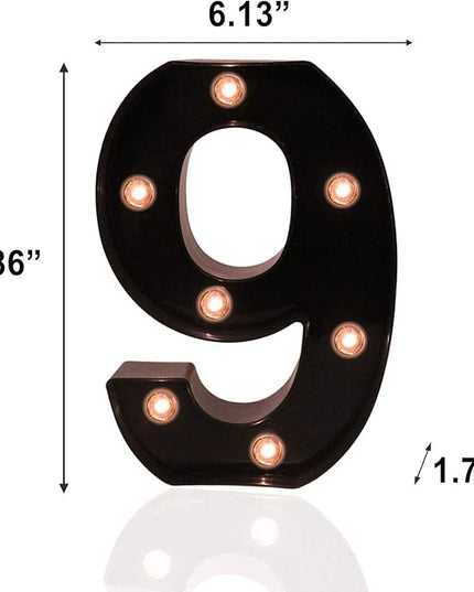 Light Up Black Alphabet Marquee Number Sign LED Marquee Number Lights Sign for Night Light Home Bar Christmas Lamp Birthday Party Wedding Decoration 9 - LeafyLoom