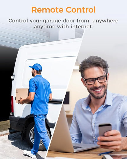 Smart Wi-Fi Garage Door Opener, Compatible with Apple HomeKit, Siri, Alexa & Google Assistant, Carplay, App Remote Control, Only Support 2.4GHz Networks Refoss