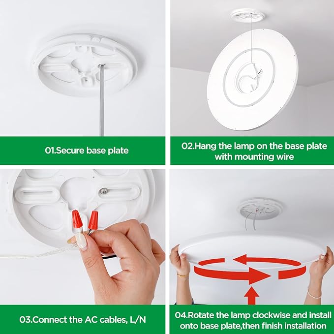 TALOYA 18 Inch Flush Mount Light Fixture Led,Compatible with Alexa Google Assistant Smart Life App,Sleek Round Ceiling Fixture,36+4W Main Light and RGB Night Light Adjustable,Enabled by 2.4G Wi-Fi Taloya