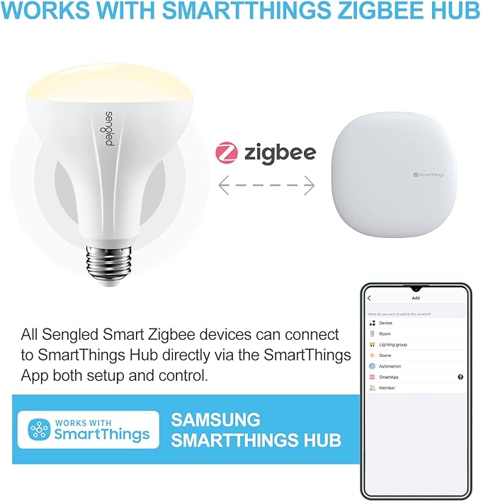 Sengled Smart Bulb, Zigbee Hub Required, Smart Light Bulb Works with Alexa, Google Home, SmartThings, Homekit and Siri, BR30 Dimmable Flood Light Bulb for Cans, Soft White 2700K, 650 LM, 9W, 1 Pack Sengled
