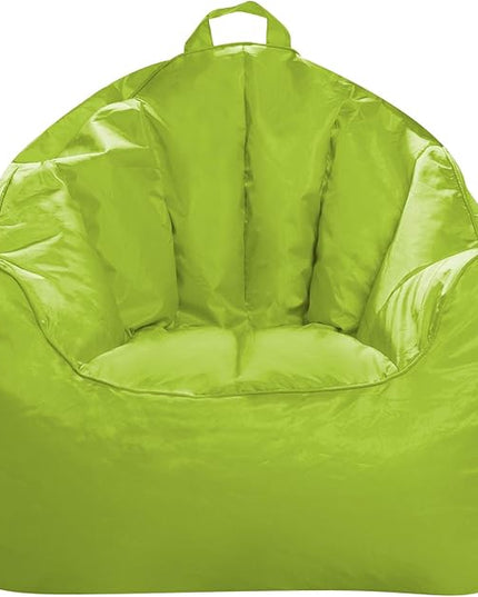 Posh Creations Structured Comfy Bean Bag Chair for Gaming, Reading, and Watching TV, Malibu Lounge, Soft Nylon-Lime - LeafyLoom