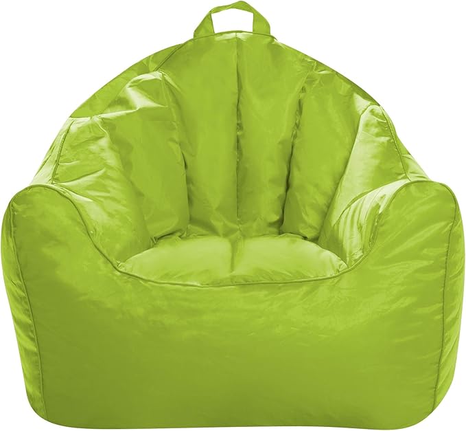 Posh Creations Structured Comfy Bean Bag Chair for Gaming, Reading, and Watching TV, Malibu Lounge, Soft Nylon-Lime - LeafyLoom
