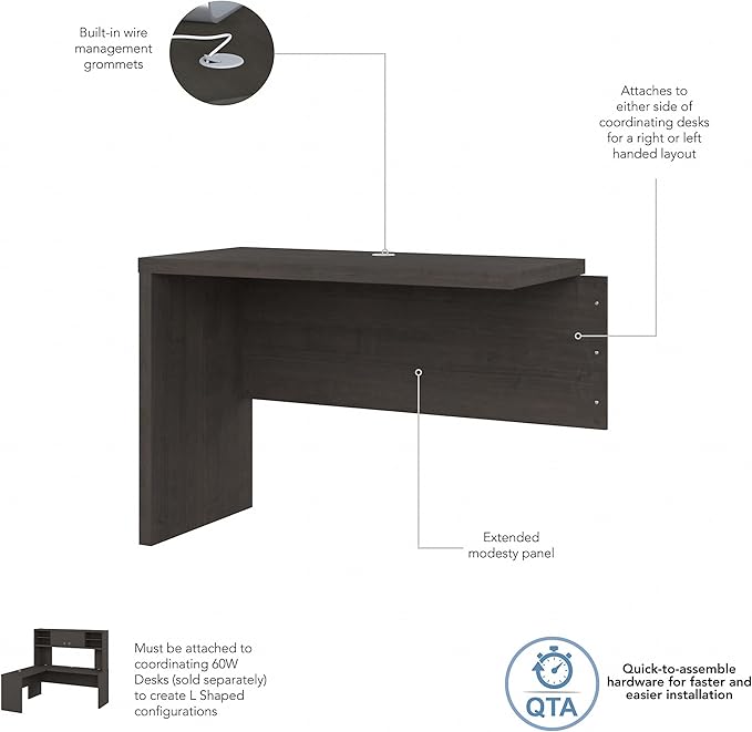 Bush Business Furniture Echo Desk Return/Bridge, Charcoal Maple - LeafyLoom
