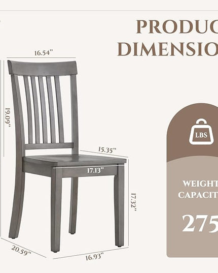 COLAMY Wooden Dining Chairs Set of 2, Spindle High Back Windsor Kitchen Side Chair, Farmhouse Dining Chairs for Kitchen and Dining Room, Light Grey - LeafyLoom