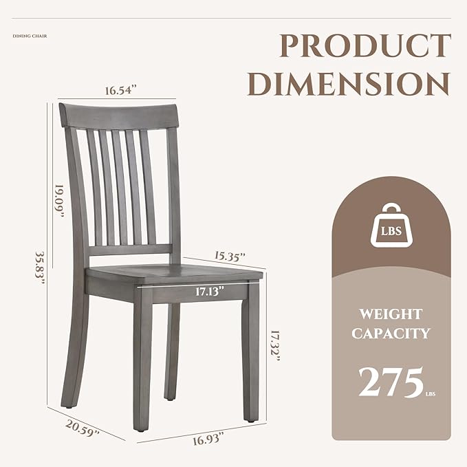 COLAMY Wooden Dining Chairs Set of 2, Spindle High Back Windsor Kitchen Side Chair, Farmhouse Dining Chairs for Kitchen and Dining Room, Light Grey - LeafyLoom