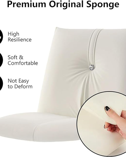 YOUTASTE Modern Dining Chairs Set of 2 Upholstered Leather Kitchen Chairs Soft Padded Side Chairs Dinner Chairs with Metal Legs for Living Room Bedroom, White - LeafyLoom