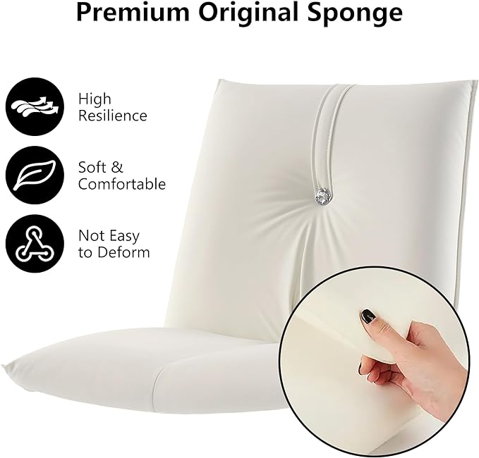 YOUTASTE Modern Dining Chairs Set of 2 Upholstered Leather Kitchen Chairs Soft Padded Side Chairs Dinner Chairs with Metal Legs for Living Room Bedroom, White - LeafyLoom