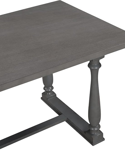6-Piece Retro Style Dining Table Set with Special-Shaped Legs, 4 Chairs, 1 Bench, Foam-Covered Seat Backs, and Cushions, Gray, Onesize - LeafyLoom