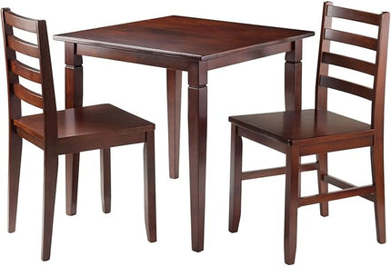 Winsome Kingstate Dinning Table with 2 Hamilton Ladder Back Chairs, Brown - LeafyLoom