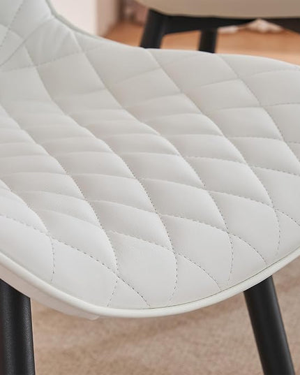 Kidol & Shellder Dining Chairs Set of 2 Modern Upholstered Dining Chair Leather Armless Kitchen and Dining Room Chairs White, Loads up to 300lbs - LeafyLoom