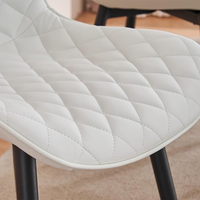 Kidol & Shellder Dining Chairs Set of 2 Modern Upholstered Dining Chair Leather Armless Kitchen and Dining Room Chairs White, Loads up to 300lbs - LeafyLoom