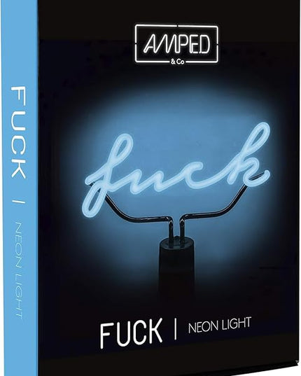 Amped & Co ® - "F*ck" Neon Desk Light, 9"x11.5" - Light Up Sign, Blue Neon Sign, Fuck Off Neon Sign - LED sign light up decor, Cool Neon Signs - LeafyLoom