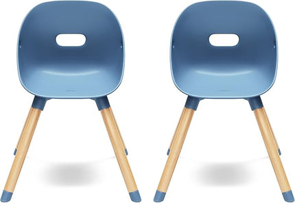 Lalo The Play Chair, Wooden and Non-Toxic Plastic Kids and Toddler Chair - Sturdy Bucket Seat and Easy to Clean Kids Chair with up to 200 lb. Weight Capacity, Set of 2 - Blueberry - LeafyLoom
