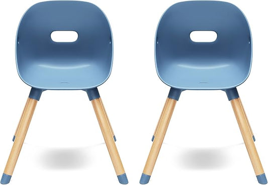 Lalo The Play Chair, Wooden and Non-Toxic Plastic Kids and Toddler Chair - Sturdy Bucket Seat and Easy to Clean Kids Chair with up to 200 lb. Weight Capacity, Set of 2 - Blueberry - LeafyLoom