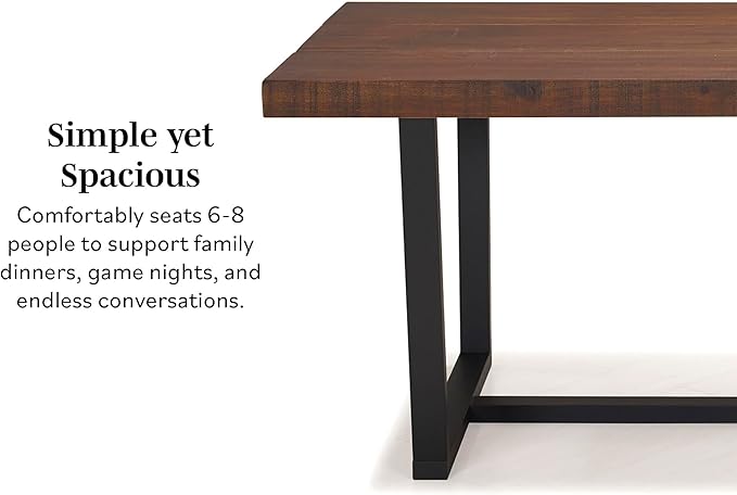 Walker Edison Andre Modern Solid Wood Dining Table, 72 Inch, Mahogany - LeafyLoom