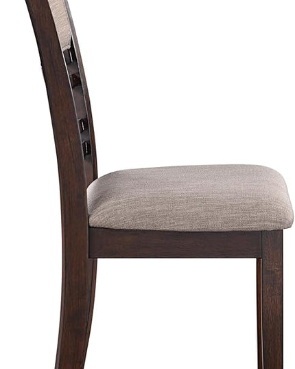 New Classic Furniture Gia Dining Chair (Set of Six), Light Brown Fabric Upholstered Seat & Back Rest, Cherry Brown - LeafyLoom