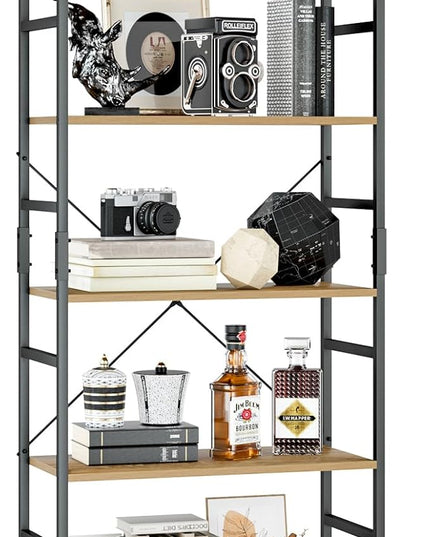 OTK 5 Tier Bookshelf, Tall Bookcase, Office Shelf Storage Organizer, Modern Book Shelf for Living Room, Bedroom, and Home Office, Natural - LeafyLoom