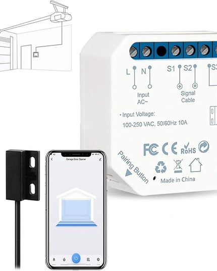 LoraTap Smart WiFi Garage Door Opener Controller, Wireless Remote Control Switch Timer Open/Close Monitor, Smart Life App Control, Voice Control, Works with Alexa and Google Home, No Hub Required LoraTap