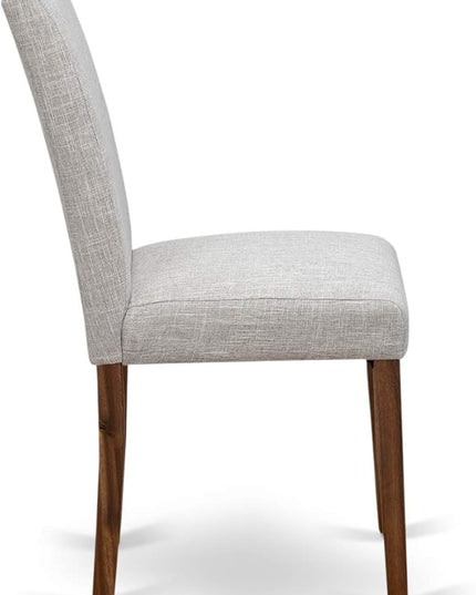 East West Furniture I3AB5-N35 Irving 5 Piece Room Set Includes a Round Dining Table with Pedestal and 4 Doeskin Linen Fabric Upholstered Parson Chairs, 48x48 Inch - LeafyLoom