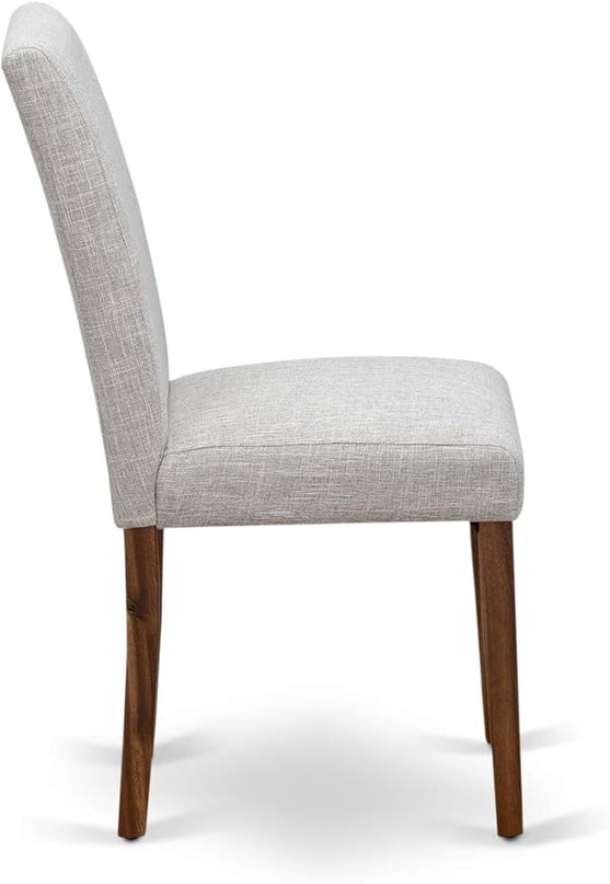 East West Furniture I3AB7-N35 Irving 7 Piece Set Consist of a Round Dining Room Table with Pedestal and 6 Doeskin Linen Fabric Upholstered Parson Chairs, 48x48 Inch - LeafyLoom