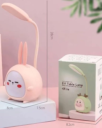 Cute Bunny Desk Lamp, Portable LED Desk Lamps with Night Light,Rabbit Foldable USB Rechargeable Reading Light for Children Boys Girls Study (Pink) - LeafyLoom