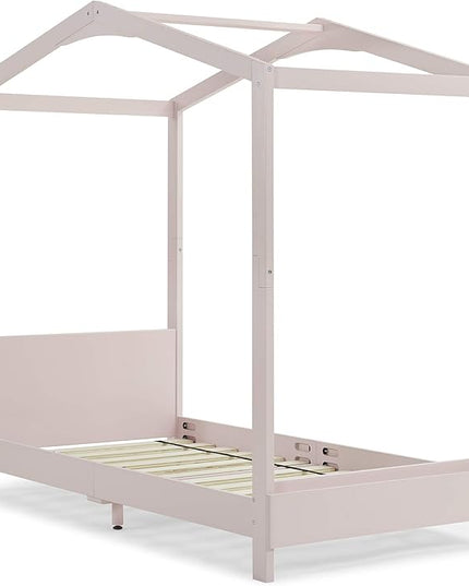 Delta Children Poppy House Wood Twin Bed, Platform Bed - No Box Spring Needed, Blush Pink - LeafyLoom