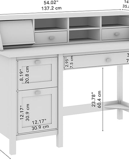 Bush Furniture Broadview 54W Computer Desk with Drawers and Desktop Organizer in Classic Black | Storage for Home Office Workspace - LeafyLoom
