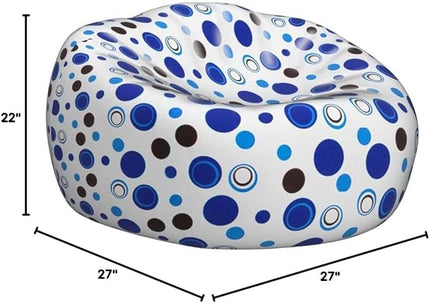 Posh Creations Bean Bag Chair for Kids, Teens, and Adults Includes Removable and Machine Washable Cover, Canvas Bubbles Blue and White, 27in - Medium - LeafyLoom